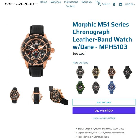Morphic M51 Series Chronograph Leather Men's Watch - Picture 7 of 7